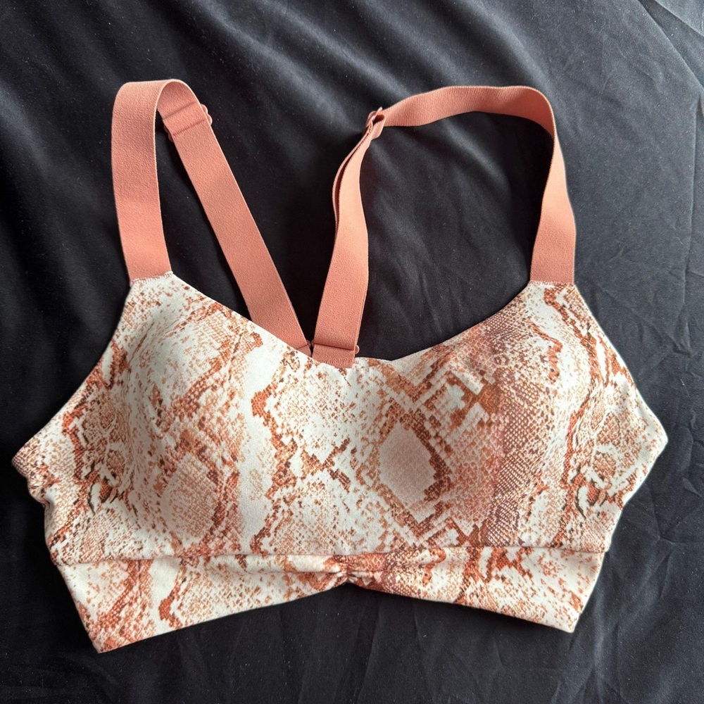 PINK Victoria's Secret Snake Print Sports Bra - Peach and Cream